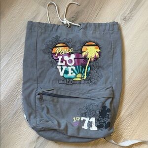 DisneyWorld Gray Backpack with Colorful Peace Love Graphic